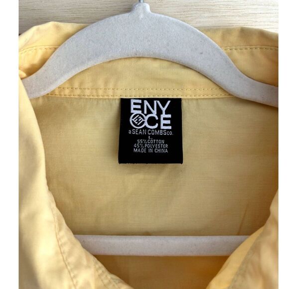 ENYCE By Sean Combs Button Up Short Sleeve Shirt Yellow Mens Size Large - Picture 2 of 3